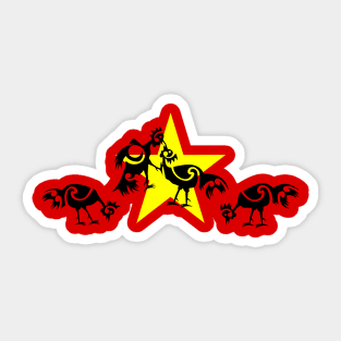 Vietnam Flag, Roosters Sparring Sticker